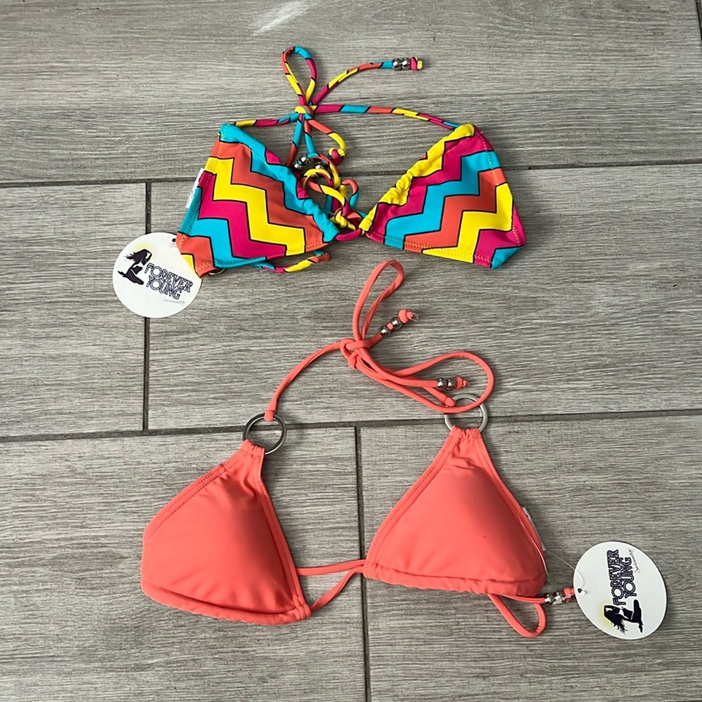 Forever Young Swimwear Bikini Top Pair Size Small NWT